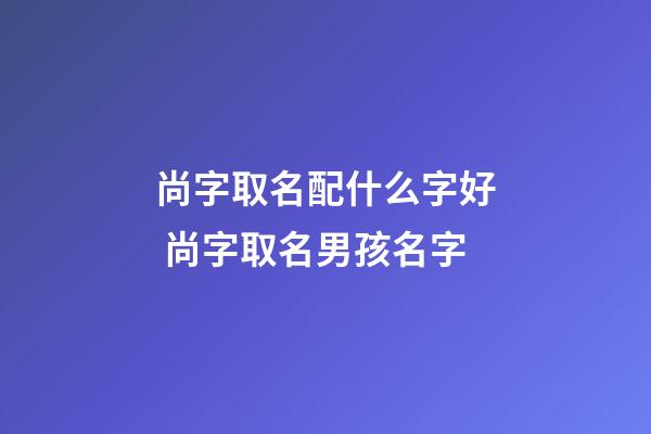 尚字取名配什么字好 尚字取名男孩名字